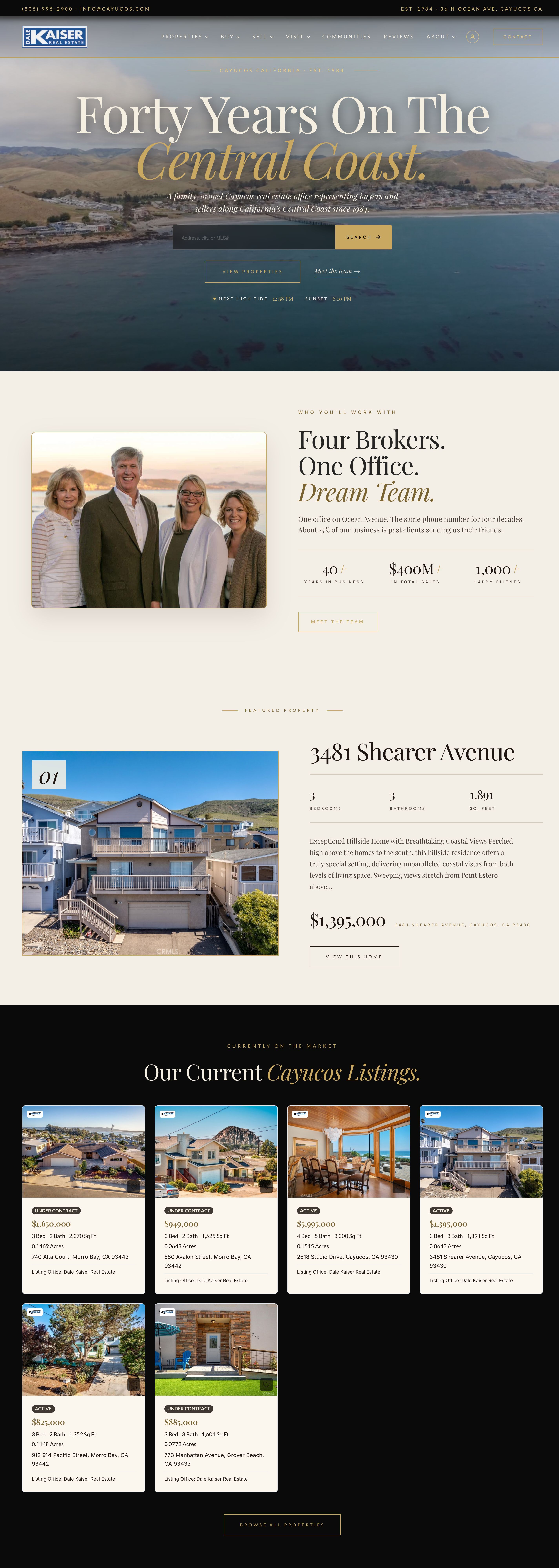 Full-length capture of the Dale Kaiser Real Estate homepage