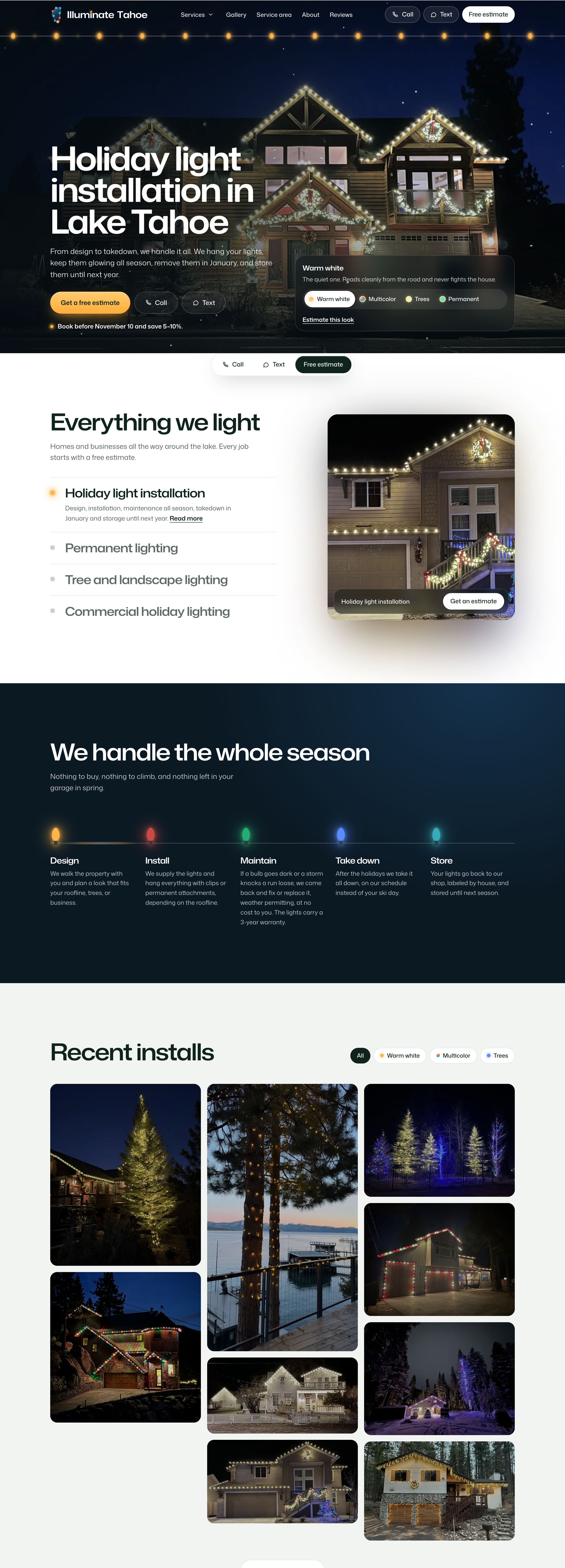 Full-length capture of the Illuminate Tahoe homepage